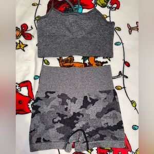 Forever 21 Charcoal Camouflage Activewear Set